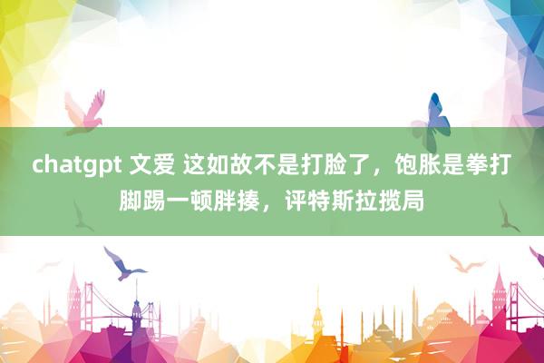 chatgpt 文爱 这如故不是打脸了，饱胀是拳打脚踢一顿胖揍，评特斯拉揽局