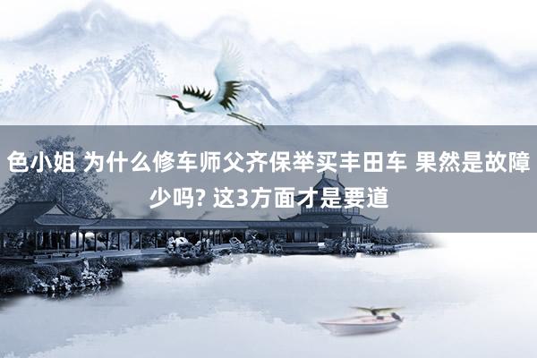 色小姐 为什么修车师父齐保举买丰田车 果然是故障少吗? 这3方面才是要道