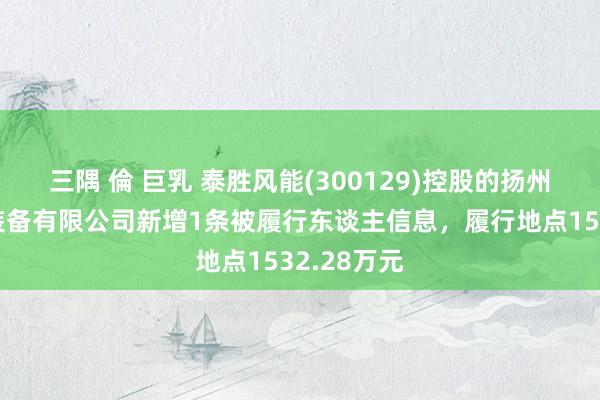 三隅 倫 巨乳 泰胜风能(300129)控股的扬州泰胜风能装备有限公司新增1条被履行东谈主信息，履行地点1532.28万元